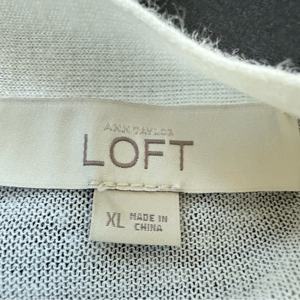 LOFT White Cardigan with Black Stripes XL‎ - Picture 9 of 11